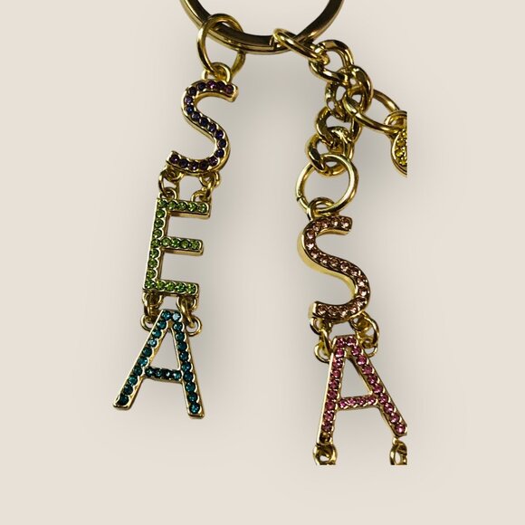 Victoria's Secret Sea Sand Sun Keychain Bag Clip With Rhinestone Letter Charms - Picture 4 of 6